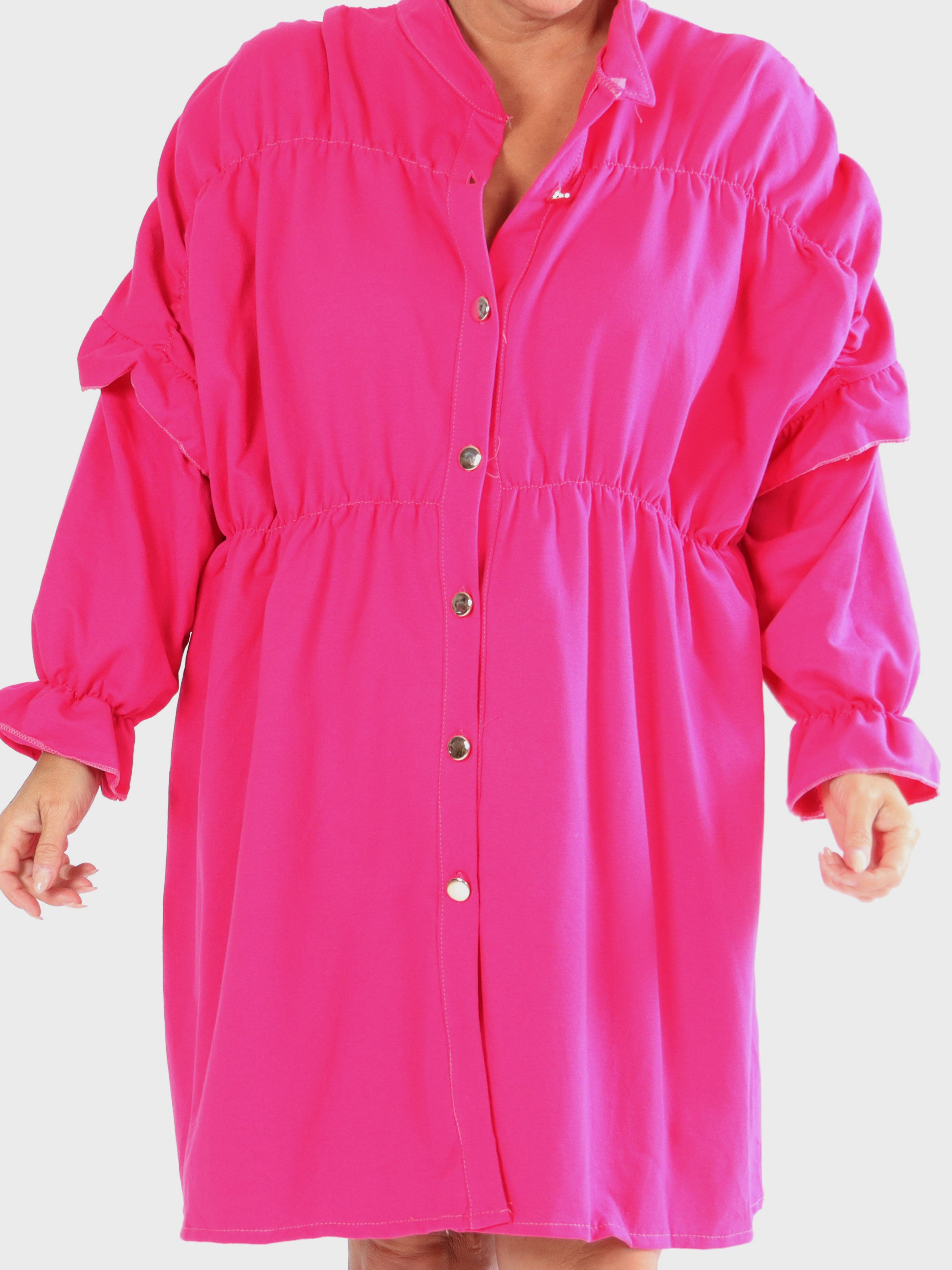 Monica Jersey - Plus size hverdags joggingkjole med flæser